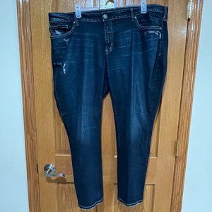 SILVER JEANS SAM Boyfriend Women's Plus 24 L27 Blue Denim Distressed Jeans EUC